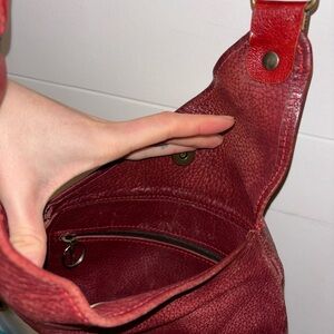 Red leather crossbody bag